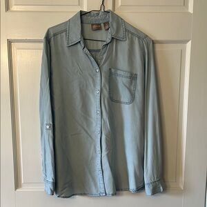 Chico's Blue Button Down Shirt Lightweight Relaxed Fit